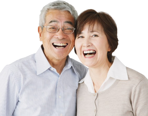 Laughing Asian senior couple in Austin happy with their Medicare supplement insurance choice